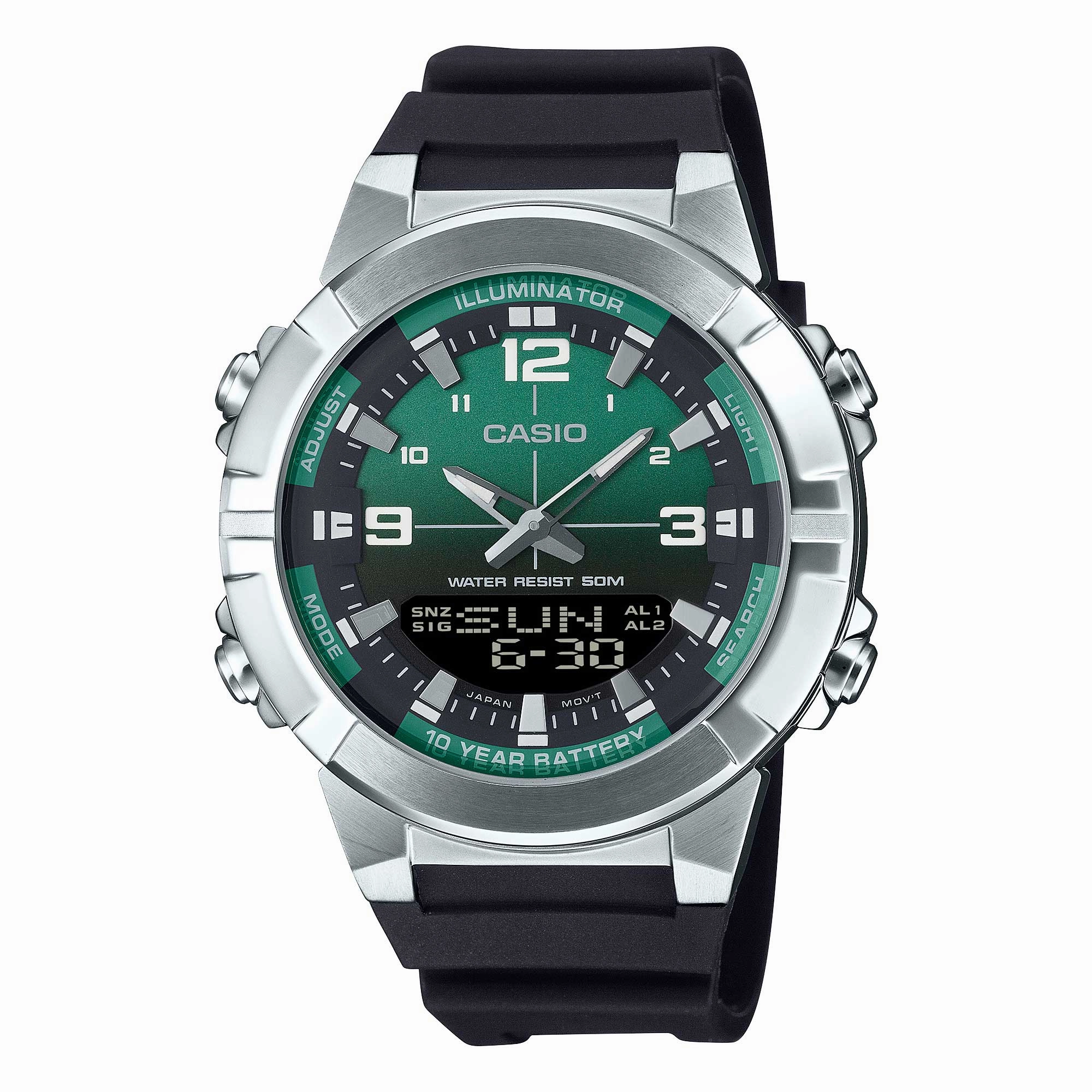 Casio Analog-Digital Black Resin Band Watch AMW870A-3A AMW-870A-3A