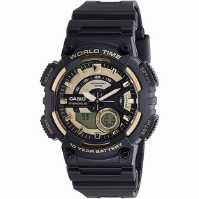 CASIO Analog-Digital Quartz Men Black and Gold Watch AEQ-110BW-9AVDF