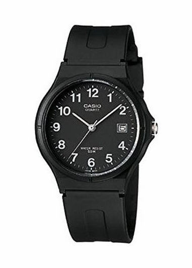 CASIO ANALOGUE 12 FIGURE BLACK DIAL BLACK RESIN BAND MW59-1B