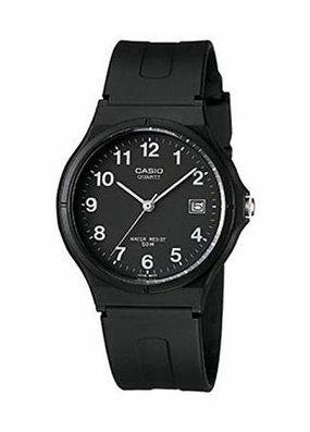 CASIO ANALOGUE 12 FIGURE BLACK DIAL BLACK RESIN BAND MW59-1B
