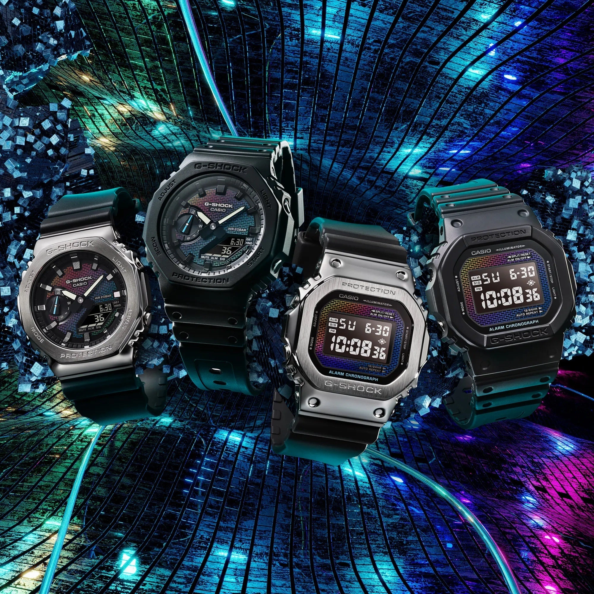 Casio G-SHOCK Ana/Digi RAINBOW BRICK Mens Watch GA2100RW-1A