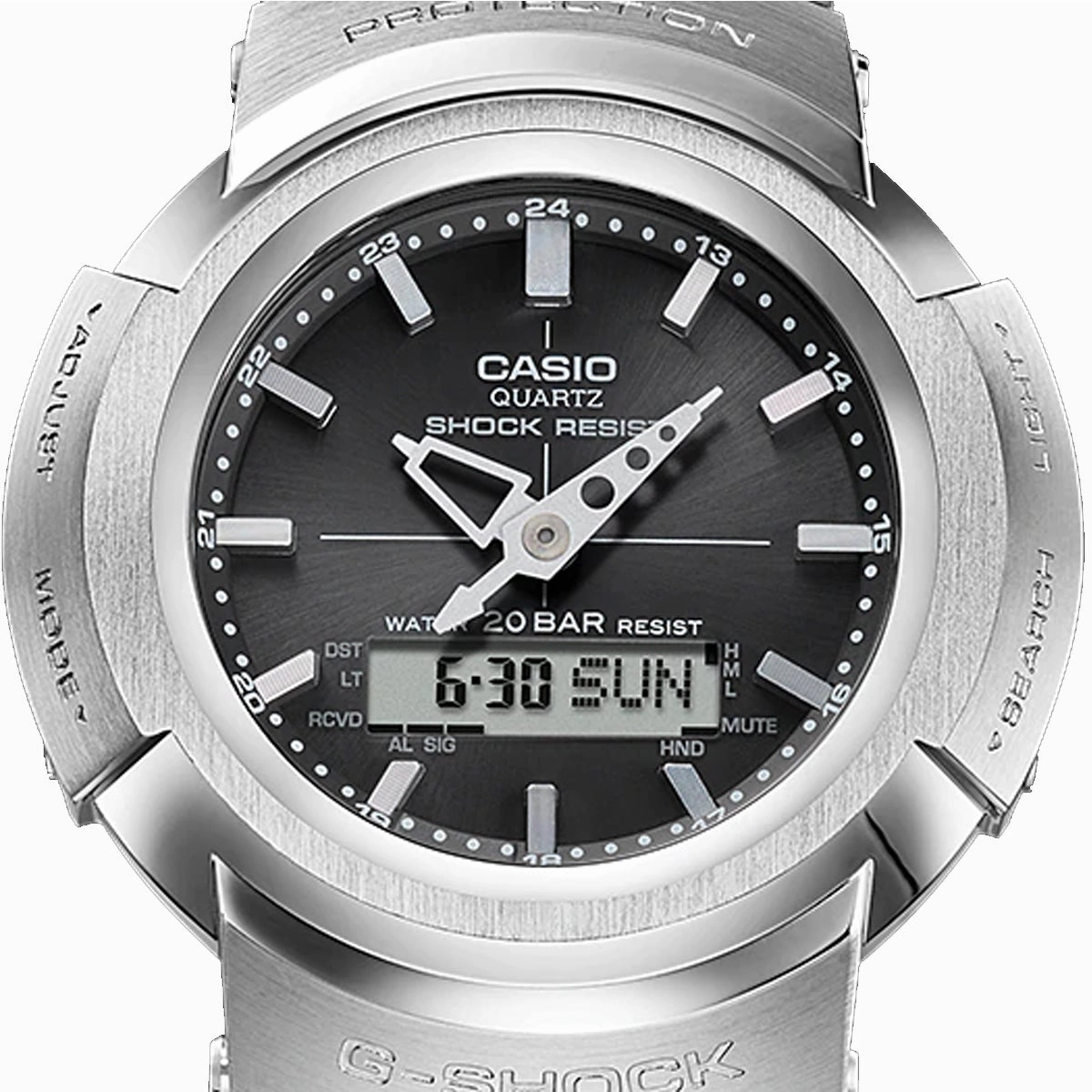 Casio G-shock AWM-500D-1A Solar Digital Analog Stainless Steel Strap Watch For Men