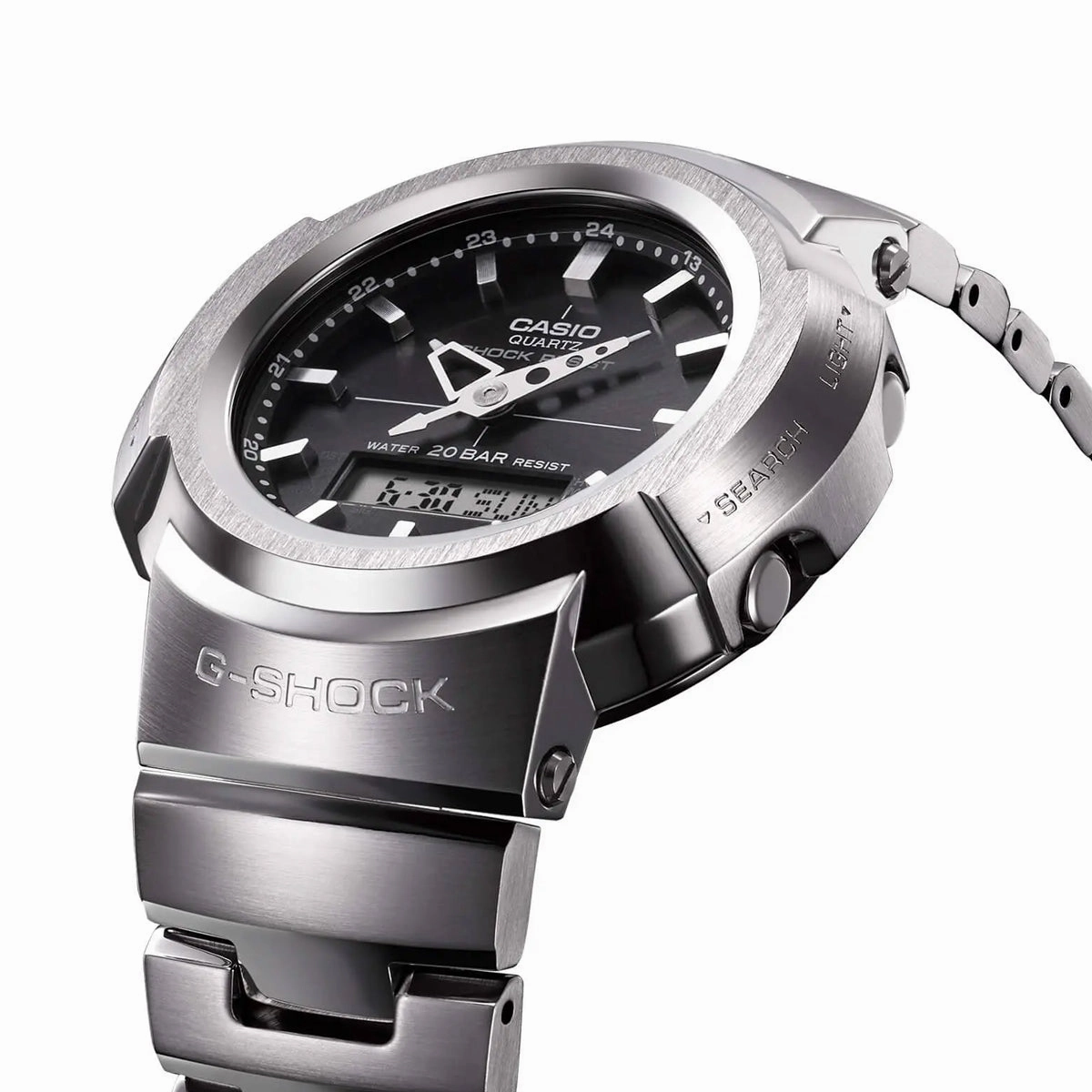 Casio G-shock AWM-500D-1A Solar Digital Analog Stainless Steel Strap Watch For Men
