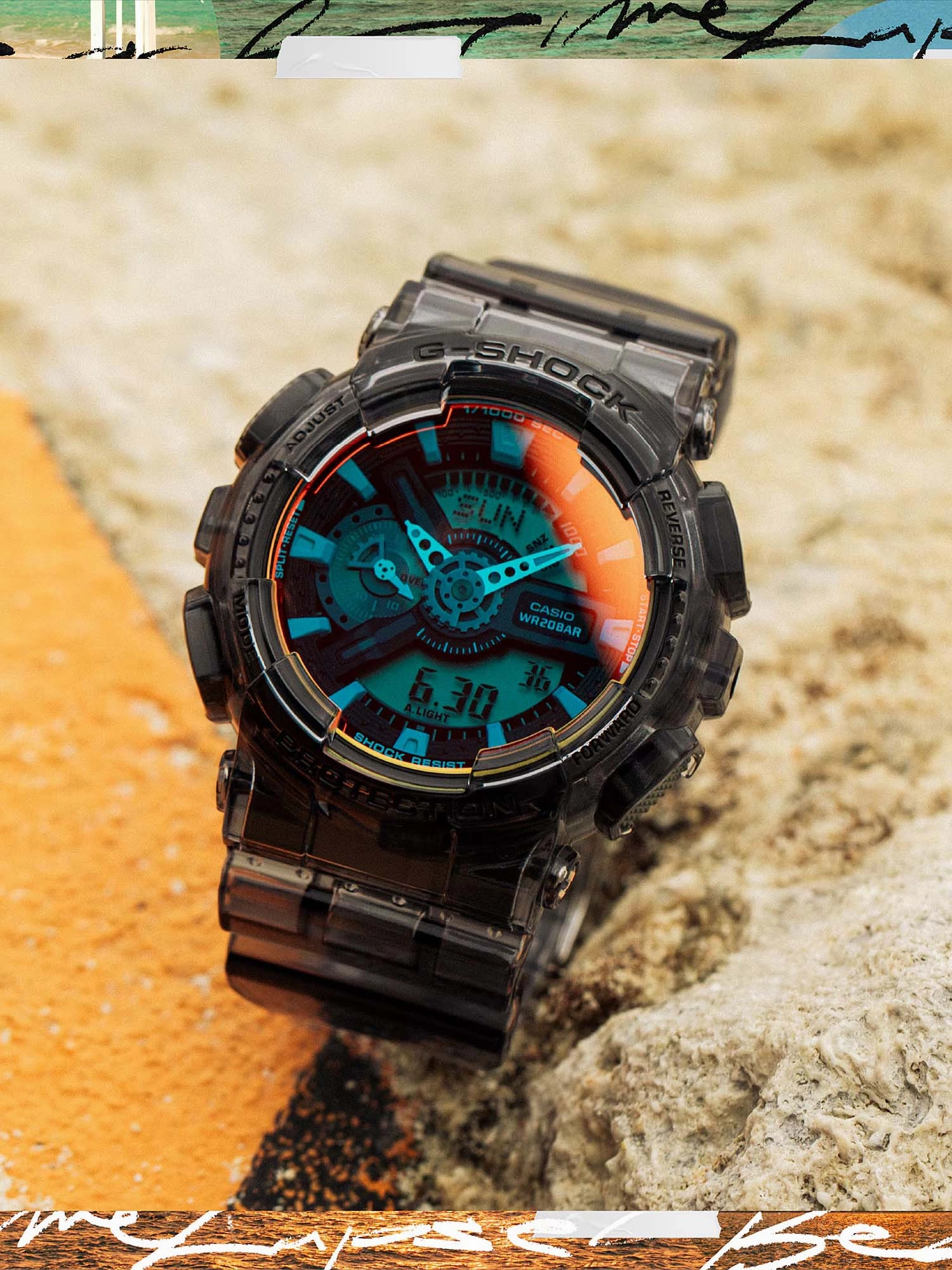 Casio G-Shock BEACH TIME LAPSE Translucent Ana-Digi Mens Watch GA110TLS-8A