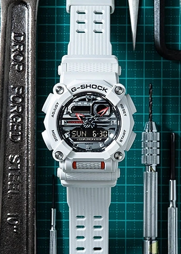 CASIO G-SHOCK DUO CHROME DIAL WHITE STRAP GA900AS-7A