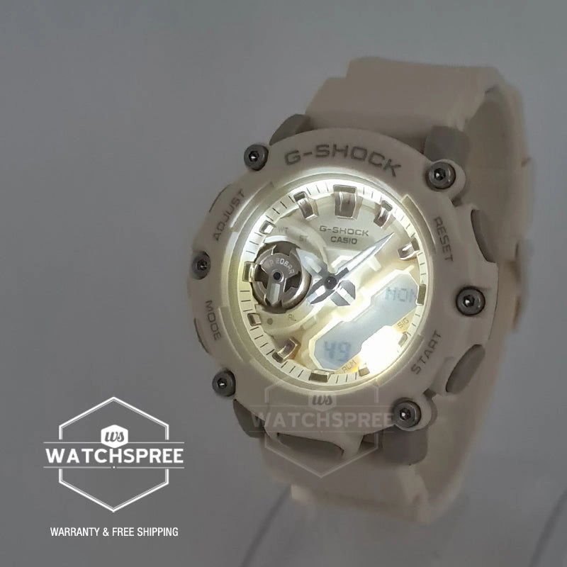 Casio G-Shock for Ladies' Carbon Core Guard Structure Off-White Resin Band Watch GMAS2200-7A GMA-S2200-7A