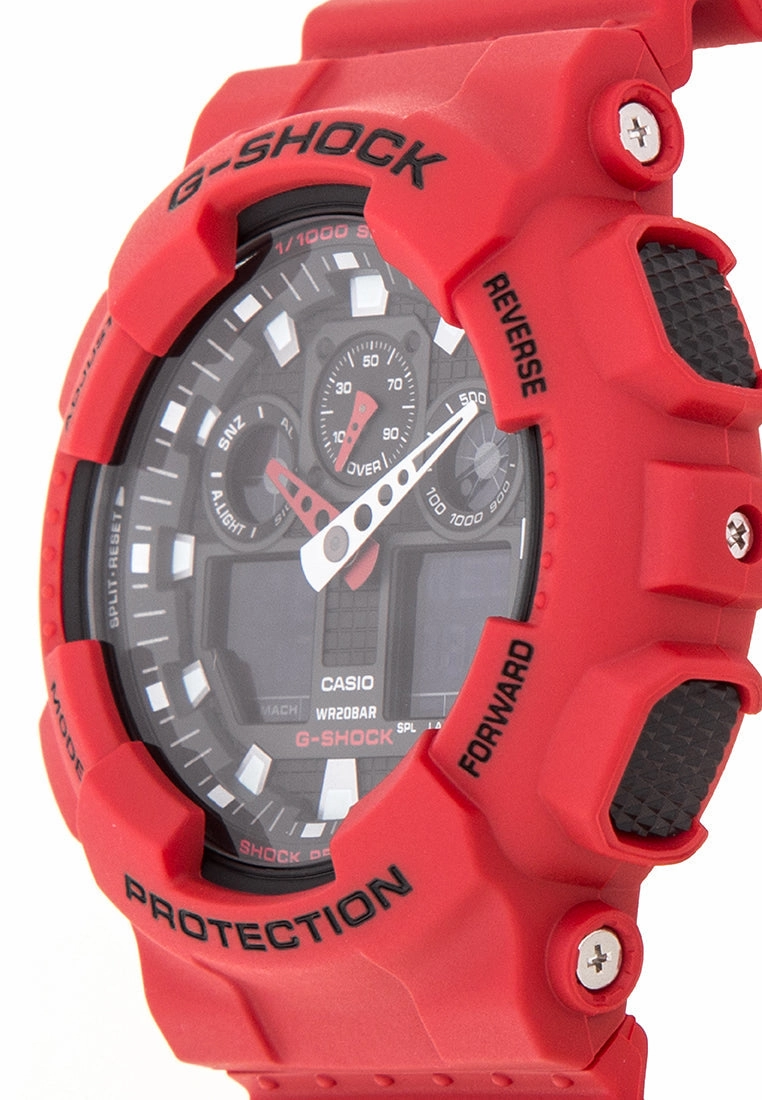 Casio G-Shock GA-100B-4ADR Coke Red Watch Digital Analog Watch For Men