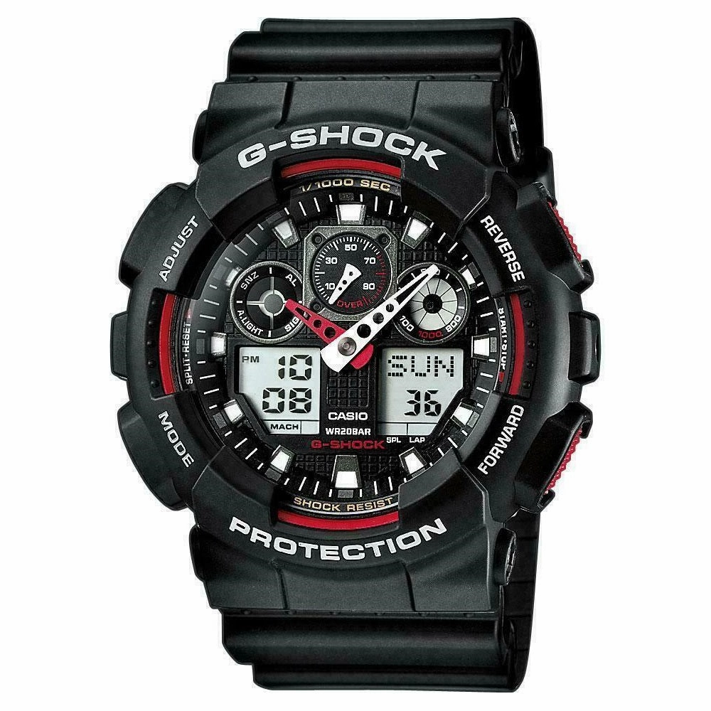 Casio G Shock Mens World Time Sports Watch GA-100-1A4ER