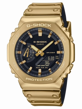 Casio G-Shock Metal-Clad Octagonal Mens Gold Watch GM2100YMG-9A