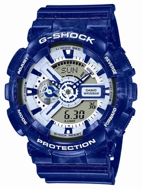 Casio G-Shock "Blue and White Pottery" Series Mens Watch GA110BWP-2A