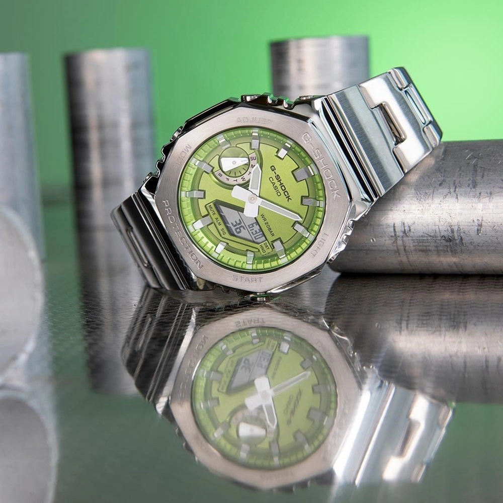 Casio G-Shock Steel Green Metallic Dial Mens Watch GM-2110D-3AER