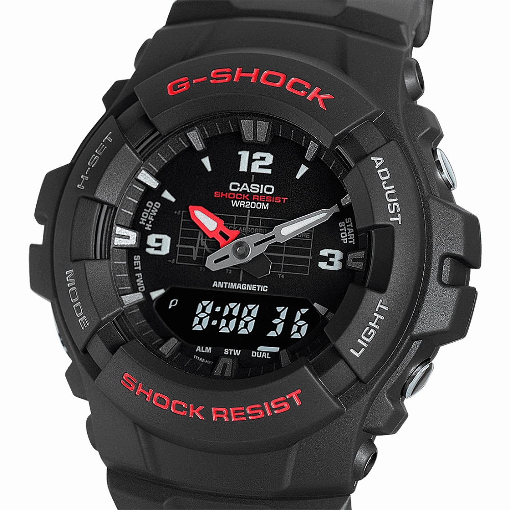 Casio G Shock Watch Classic Antimagnetic Digital Mens G-100-1BVMUR