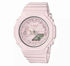 Casio GMA-S2100BA-4ADR Women Leather G-Shock Analog Digital Pink Dial