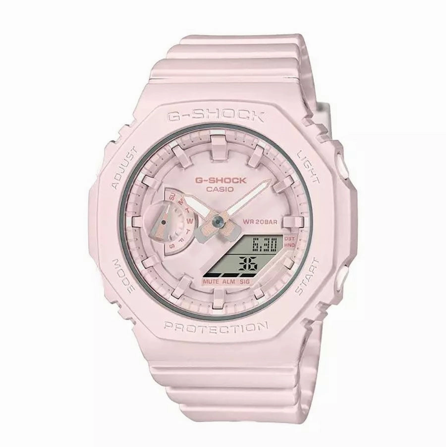 Casio GMA-S2100BA-4AER Women Leather G-Shock Analog Digital Pink Dial