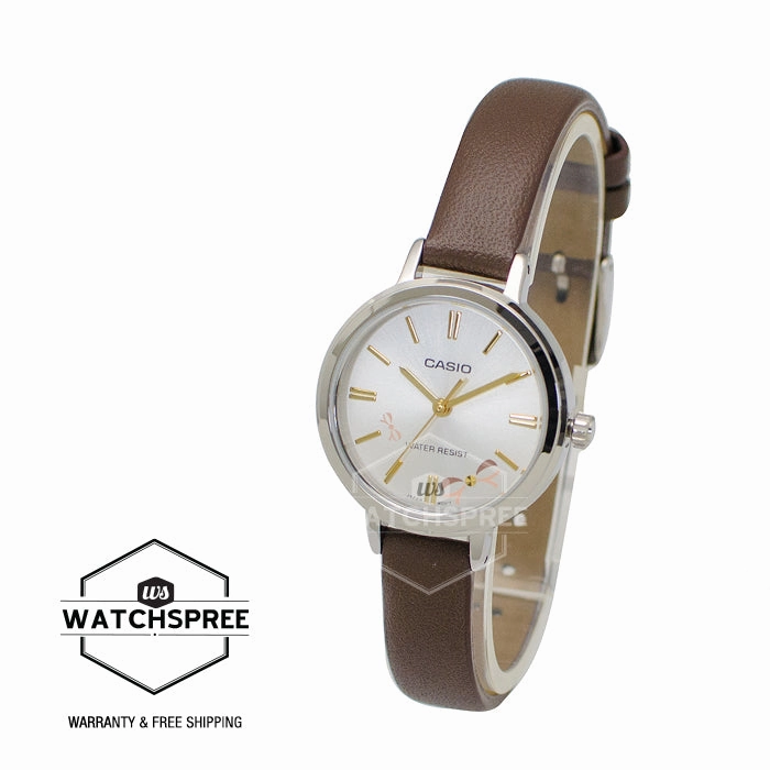 Casio Ladies' Fashion Standard Analog Dark Brown Leather Strap Watch LTPE146L-5A LTP-E146L-5A