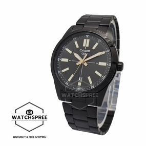 Casio Men's Standard Analog Black Stainless Steel Band Watch MTPVD02B-1E MTP-VD02B-1E