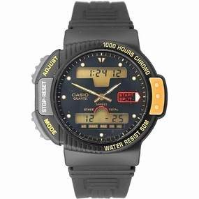 Casio Men's Watch - Black and Grey Ana-digi Dial Resin Strap Chronograph | AW-23-1E