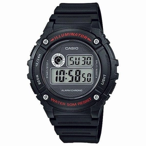 Casio Standard W-216H-1A Black Resin Strap Watch for Men and Women