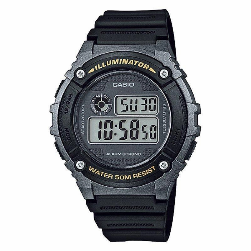Casio Standard W-216H-1B Black Resin Strap Watch for Men and Women