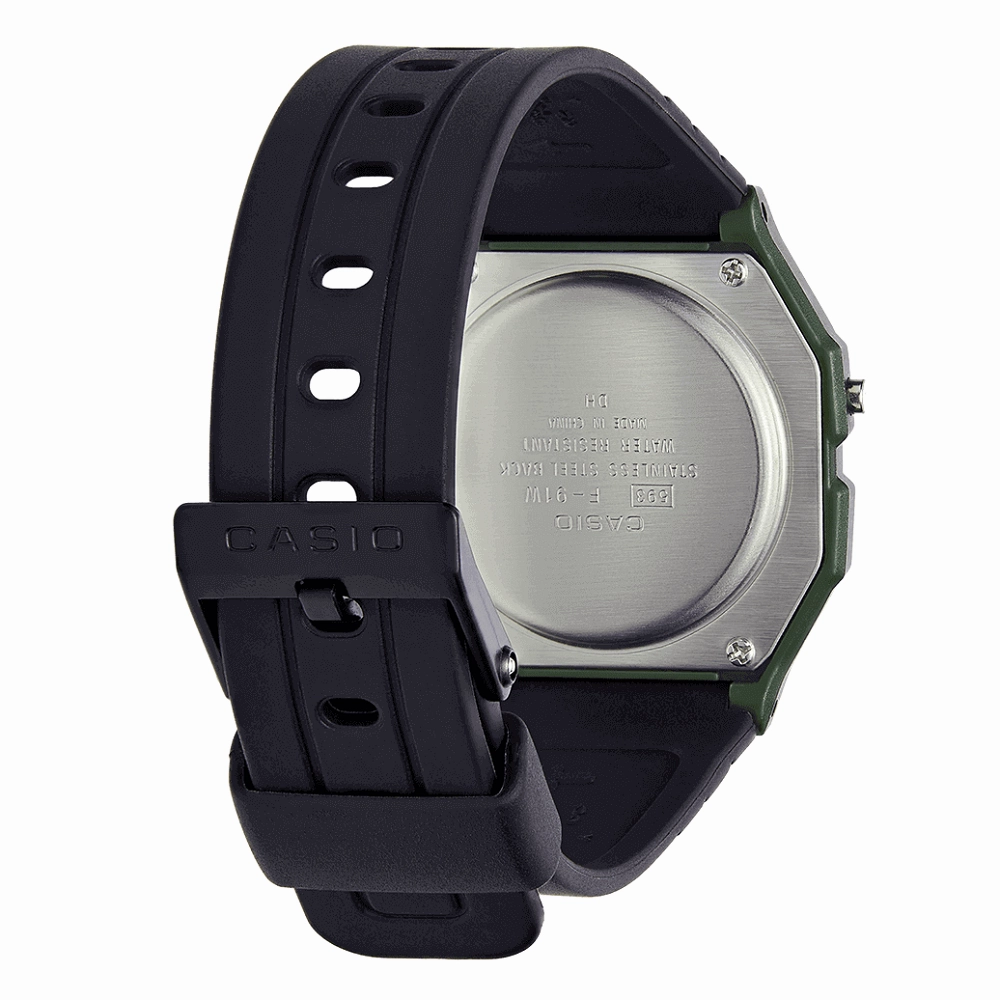 Casio Vintage Collection Digital Watch Green Case F-91WM-3AEF