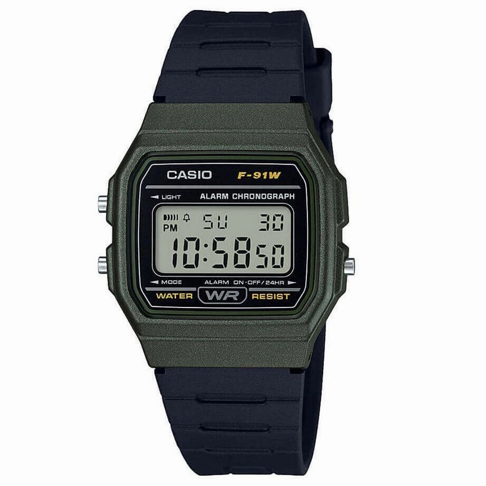 Casio Vintage Collection Digital Watch Green Case F-91WM-3AEF
