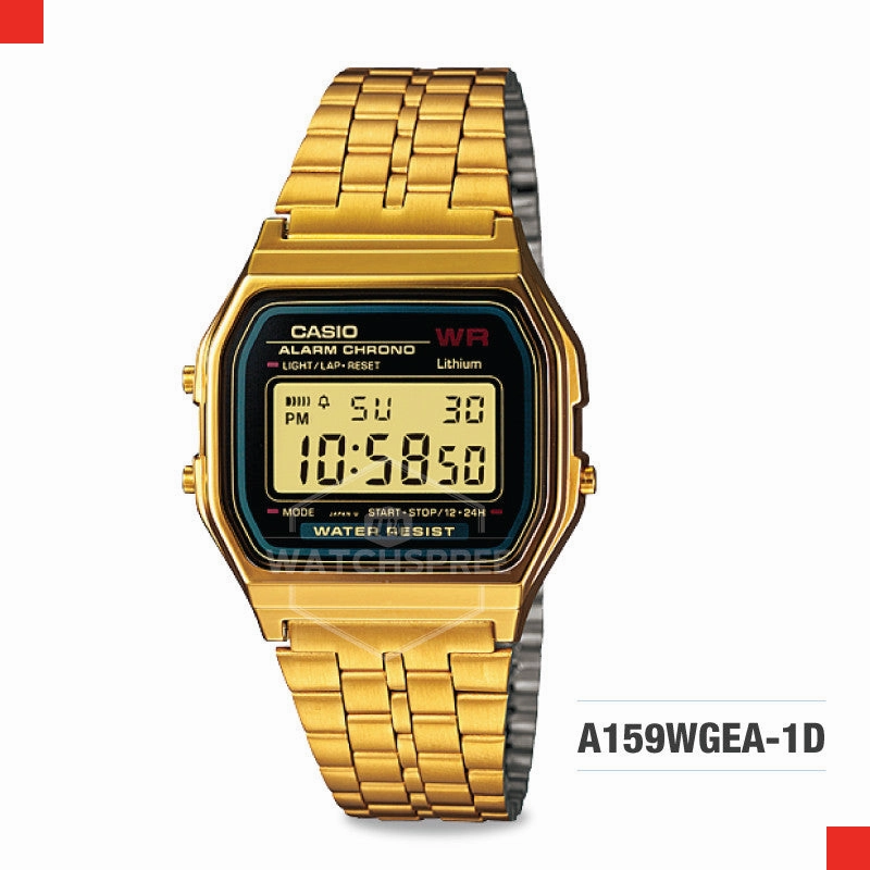 Casio Vintage Style Digital Gold Stainless Watch A159WGEA-1D A159WGEA-1