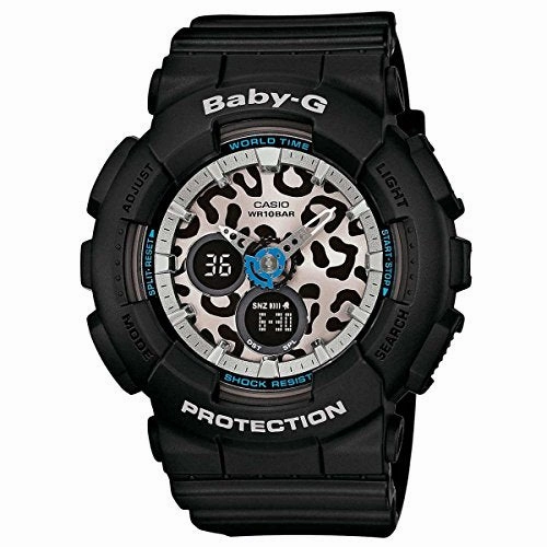 Casio Women's Baby-G Leopard Print Dial World Time Black Resin Ana-Digi Watch | BA120LP-1A