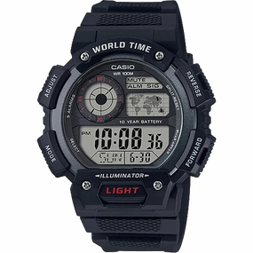 Casio World Time Black Resin Band Watch AE1400WH-1A