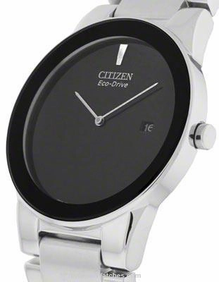 Citizen Eco-Drive Axiom Mens Dress Watch - Black Dial - Steel Case & Bracelet