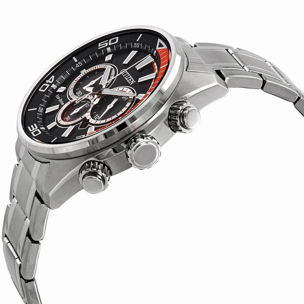 Citizen Men's Chronograph Watch - Chandler Eco-Drive Black Dial Bracelet | CA4330-57E