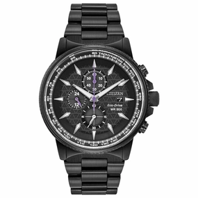 Citizen Men's Eco Drive Watch - Black Panther Chronograph Black Bracelet | CA0297-52W