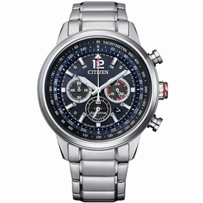 Citizen Men's Watch - Chrono Blue and Black Dial Silver Steel Bracelet | CA4471-80L