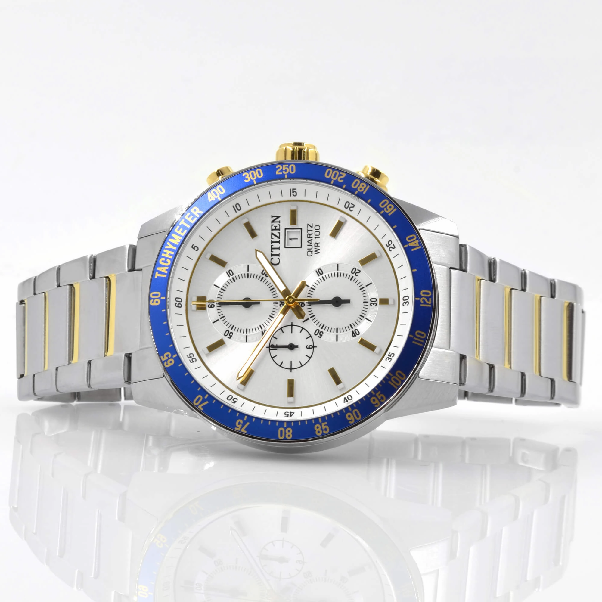 Citizen Men's Watch - Chronograph Silver Dial Two Tone Steel Bracelet | AN3686-53A