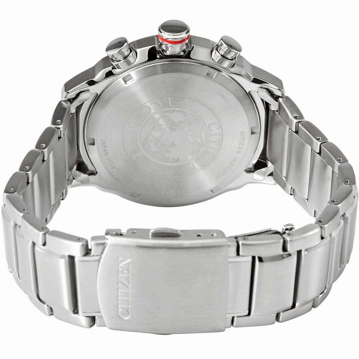 Citizen Men's Watch - Eco Drive Chrono White and Black Dial SS Bracelet | CA0738-83A