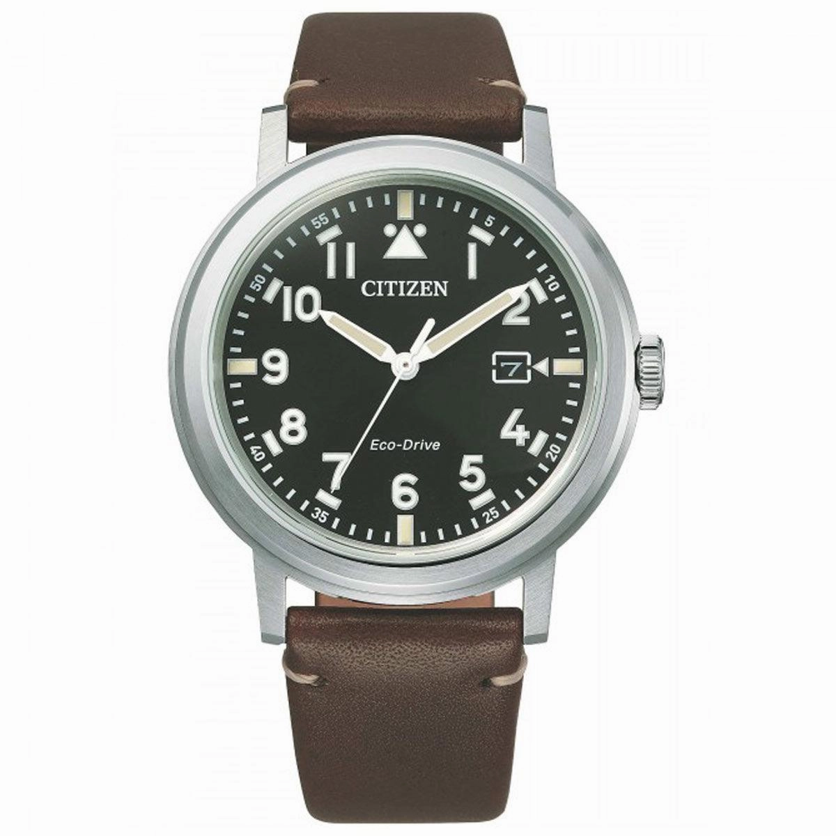 Citizen Men's Watch - Eco-Drive Power Reserve Black Dial Brown Strap | AW1620-21E