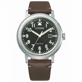 Citizen Men's Watch - Eco-Drive Power Reserve Black Dial Brown Strap | AW1620-21E
