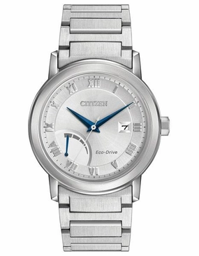 Citizen Mens Eco-Drive Watch - Stainless - Bracelet - Silver-Tone Dial - Date