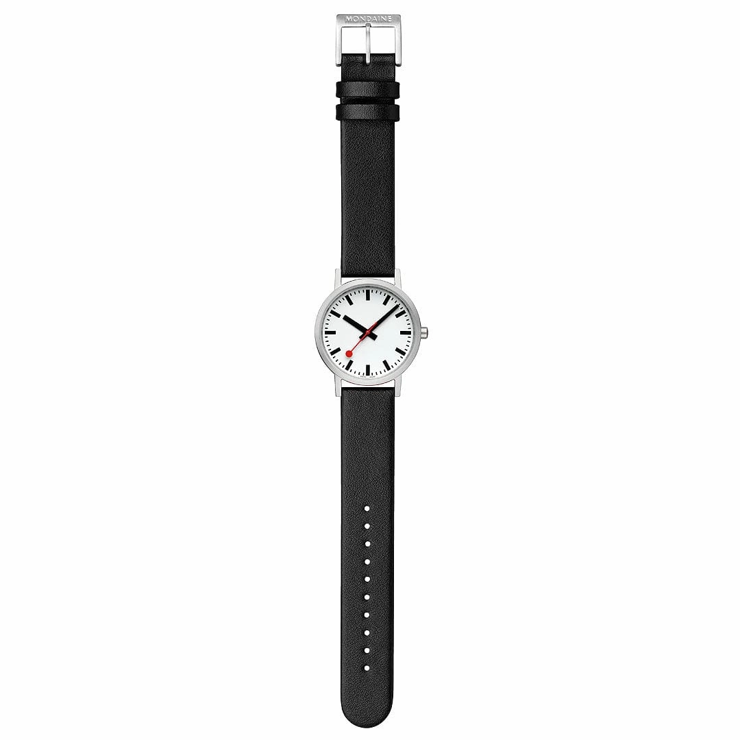 Classic, Brushed Steel, 36 mm, Black Vegan Watch