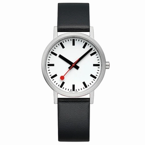 Classic, Brushed Steel, 36 mm, Black Vegan Watch