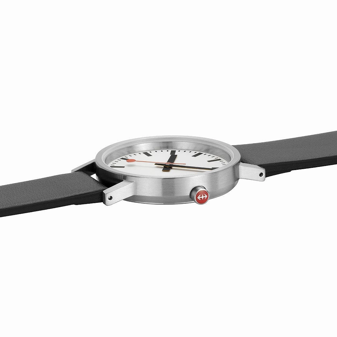 Classic, Brushed Steel, 36 mm, Black Vegan Watch