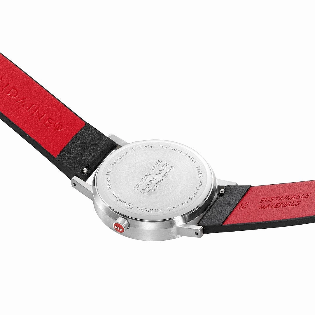 Classic, Brushed Steel, 36 mm, Black Vegan Watch