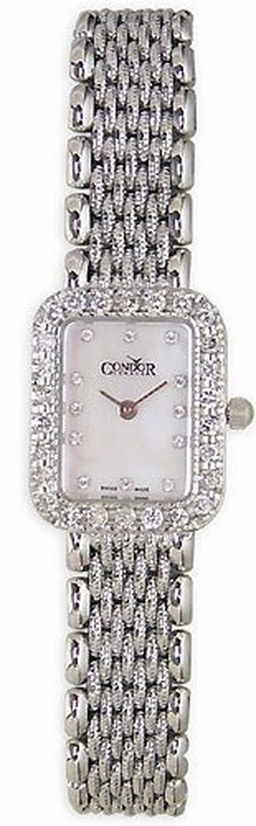 Condor 14kt Solid White Gold & Diamond Womens Luxury Swiss Watch MOP Dial 14k