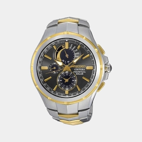 Coutura Men Solar Black Dial Chronograph Stainless Steel Watch SSC376P9