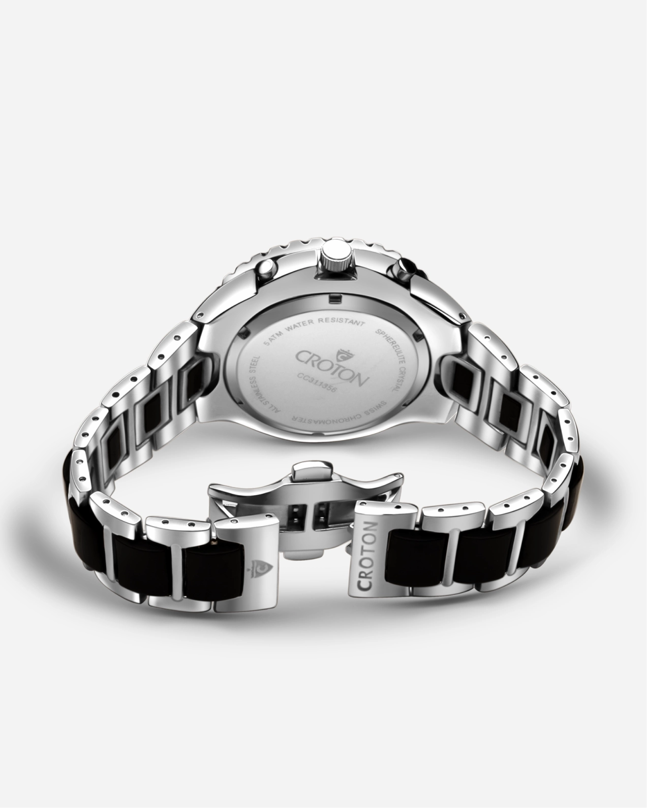 Croton Men's "Super C" Swiss Chronograph with Stainless & Silicon Bracelet