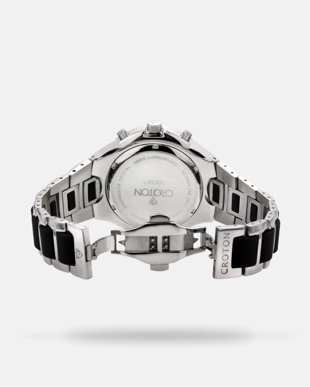 Croton Men's "Super C" Swiss Chronograph with Stainless & Silicon Bracelet