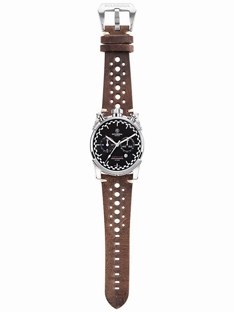 CT Scuderia BULLET HEAD CHEQUERED FLAG Brown Swiss Made Mens Watch CWEH00119