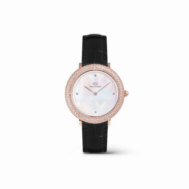 Daniel Wellington Crystalline Bezel Black Croc Rose Gold