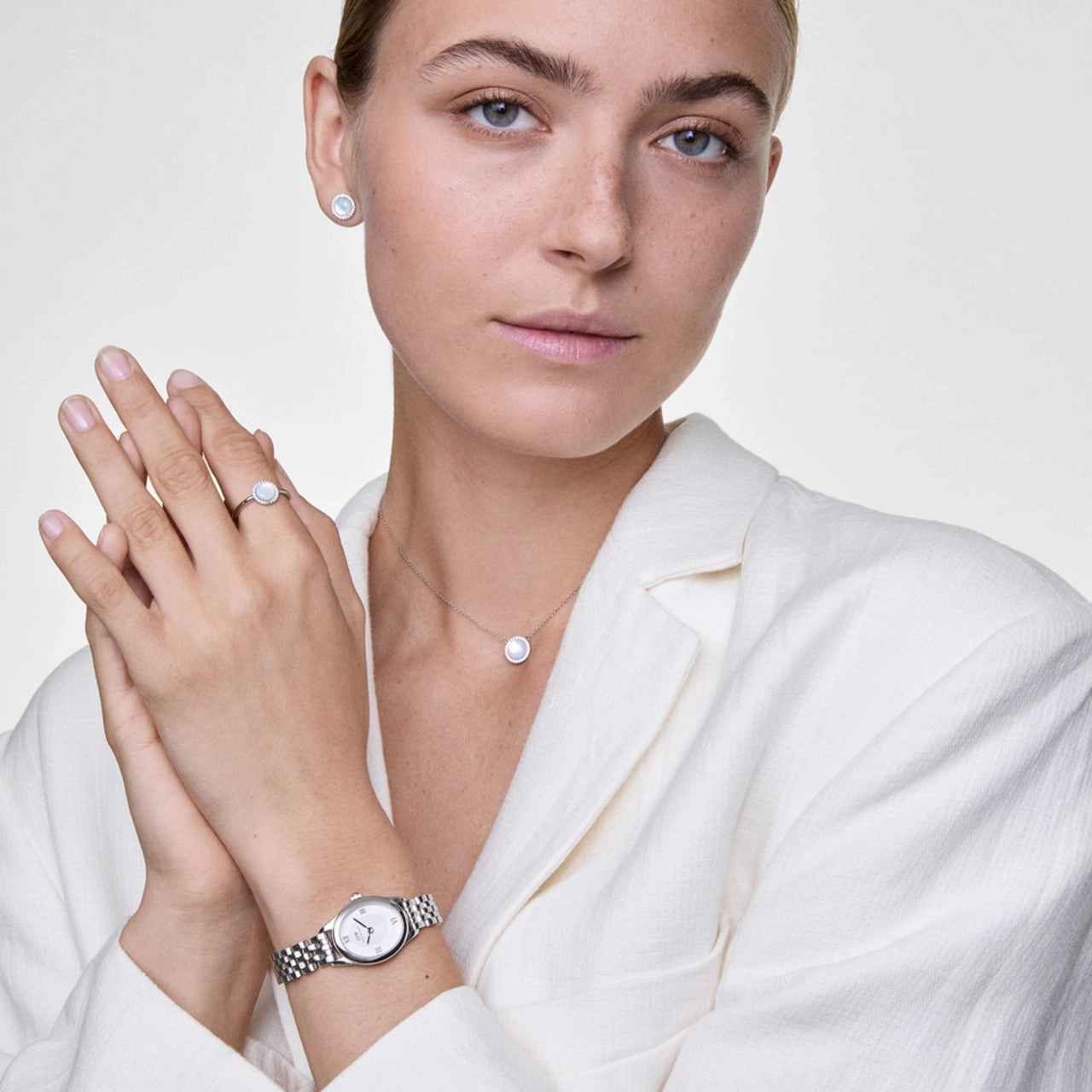 Daniel Wellington Ophelia Mini Beans Link White Dial Watch DW00100808
