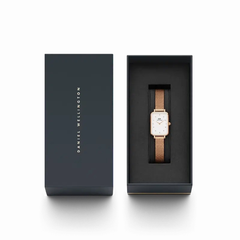 Daniel Wellington Quadro Lumine Pressed Melrose Rose Gold Watch 20x26mm