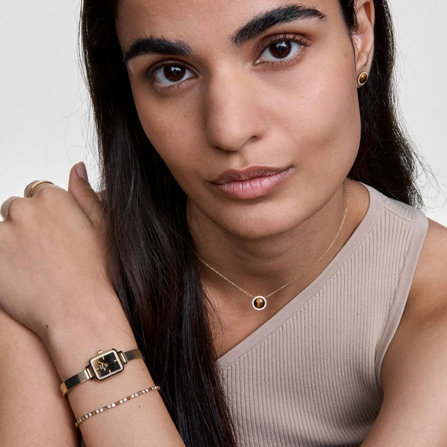 Daniel Wellington Quadro Mini Mirror Reflection Gold Dial Watch DW00100801
